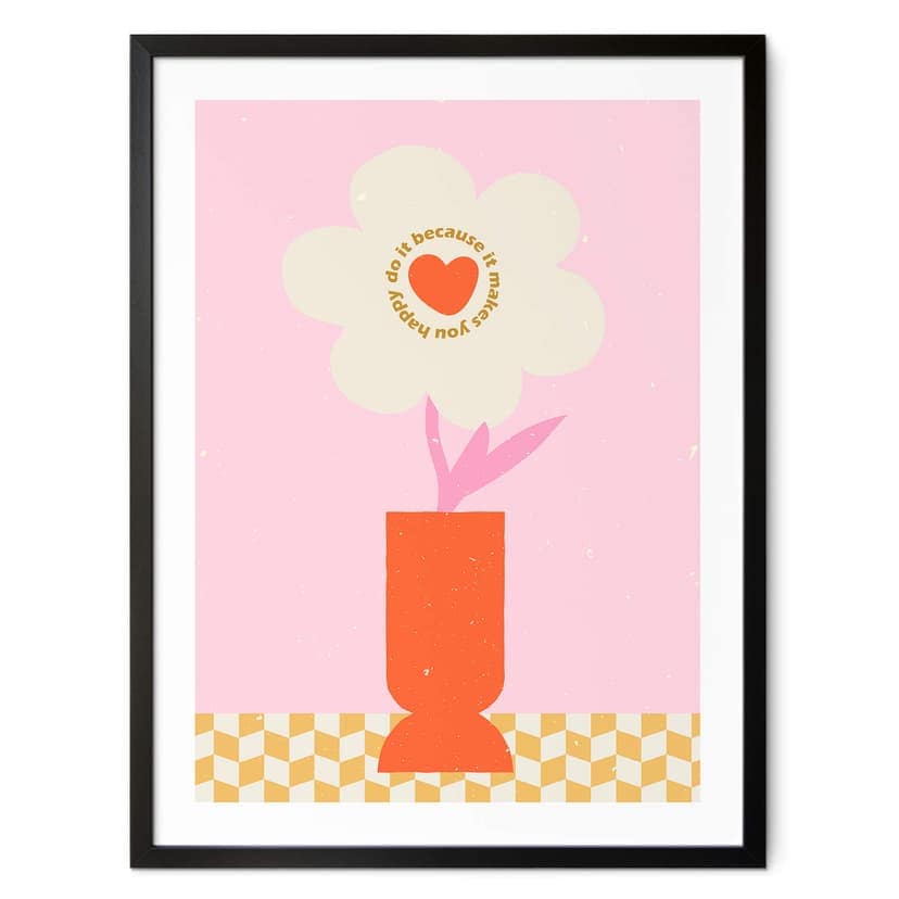 Plakat NKTN - Retro flower: Rób to, bo sprawia Ci to radość