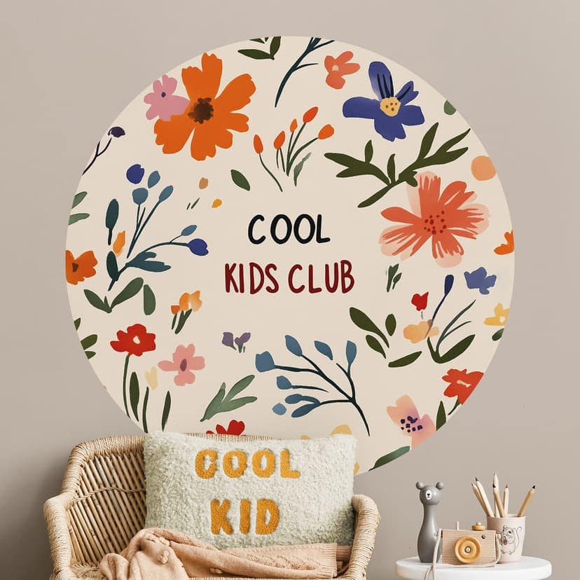Naklejka na ścianę Cool Kids Club Kolorowe kwiaty - Treechild - okrągła