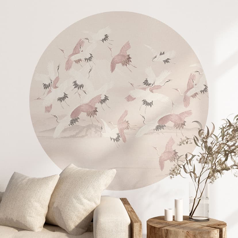 Naklejka na ścianę Żurawie nad jeziorem - Bloomery Decor - Okrągła