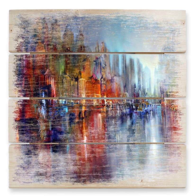 Obraz drewniany Schmucker - Miasto nad rzeką - 40x41,5 cm