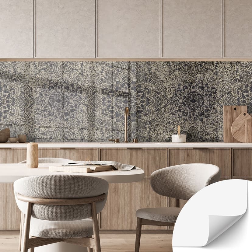 Samoprzylepny panel ścienny do kuchni Mandala Boho antyczne złoto - Bloomery Decor