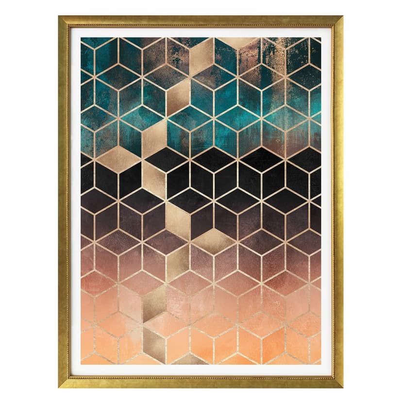 Plakat Fredriksson - Złoto-zielona geometria