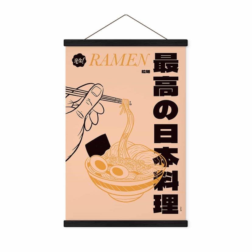 Obraz tkaniny Vintage Ramen - japońska zupa z makaronem - Gomes