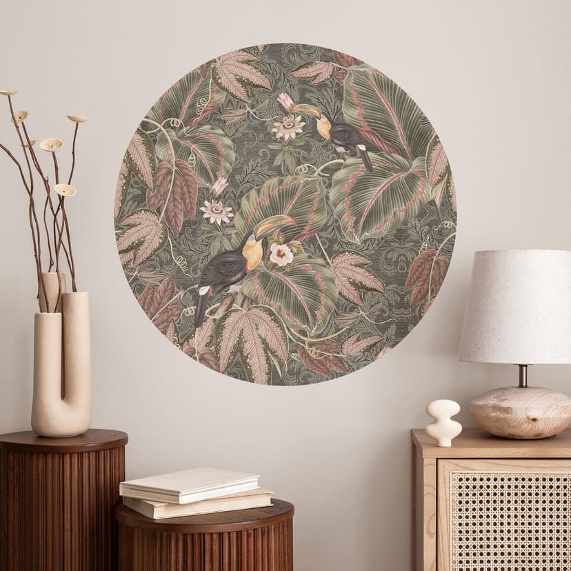 Naklejka na ścianę Tukan w lesie tropikalnym - Bloomery Decor - Okrągła
