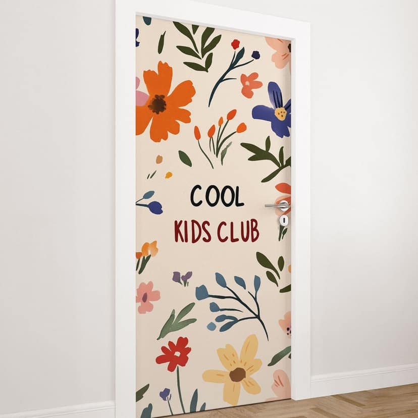 Folia na drzwi do pokoju dziecięcego - Cool Kids Club Kolorowe kwiaty - Treechild