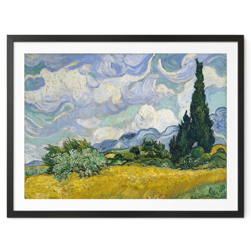 Plakat van Gogha - Pole pszenicy z cyprysami