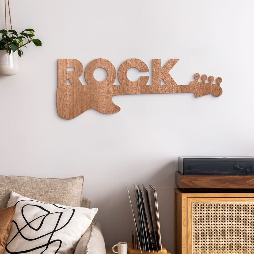 Dekoracja ścienna gitara rock - dekoracja drewniana mahoń