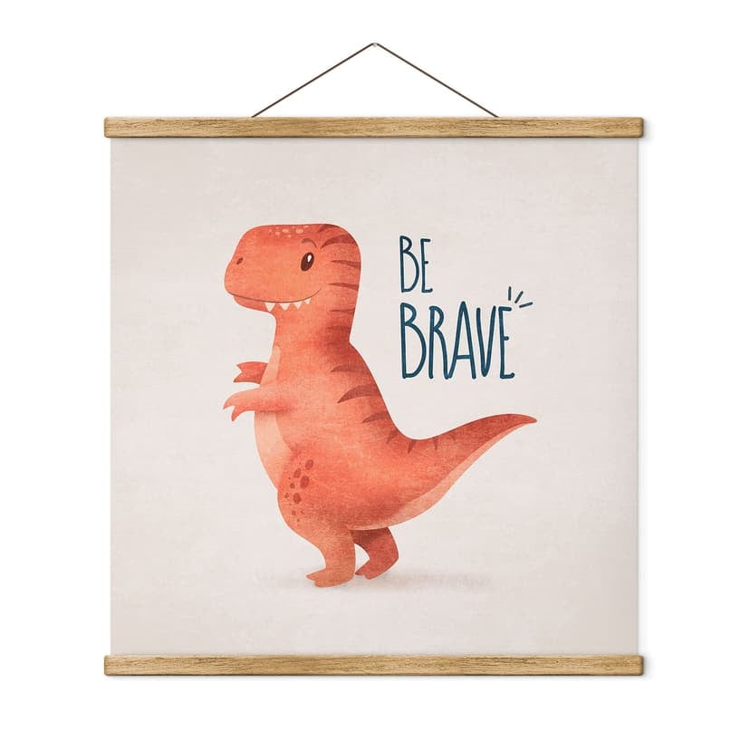 Obraz tkaniny Dino Be Brave - T-Rex - Tunaboylu - Kwadratowy