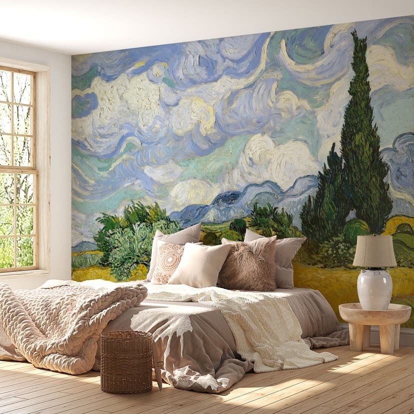 Van Gogh - Fototapeta pole pszenicy z cyprysami