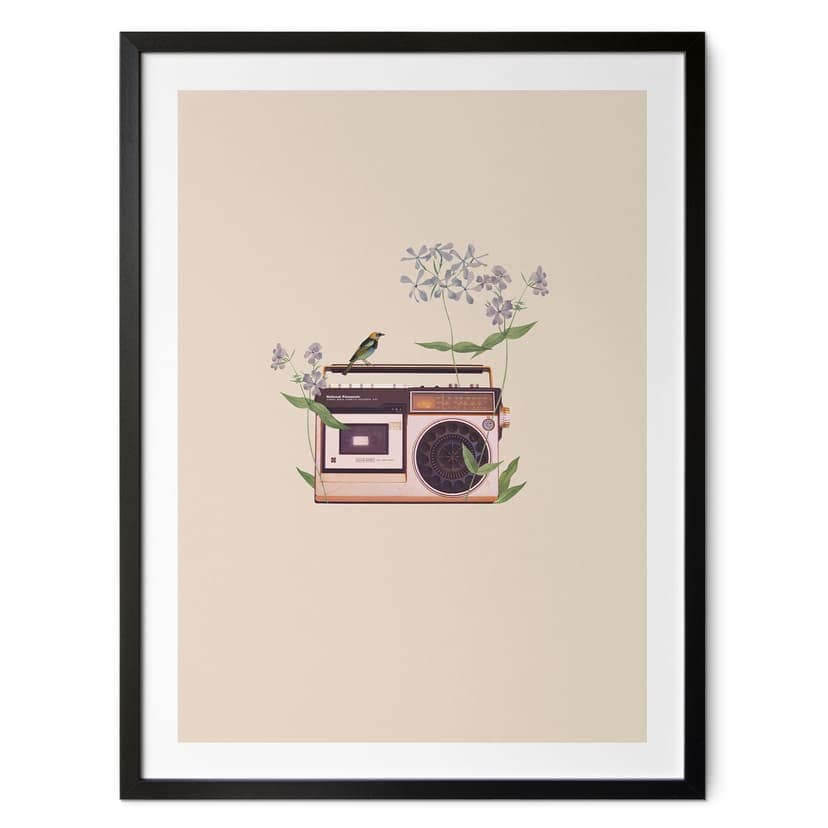 Plakat Retro Radio w kwiaty - Frida Floral Studio