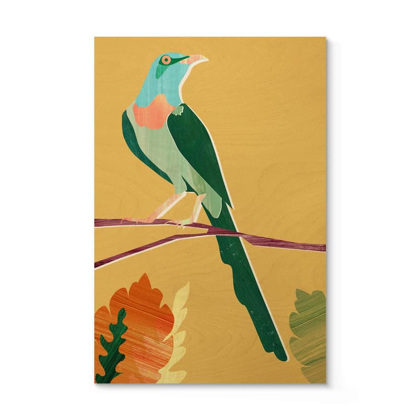 Plakat drewniany Goed Blauw - Tropikalny ptak