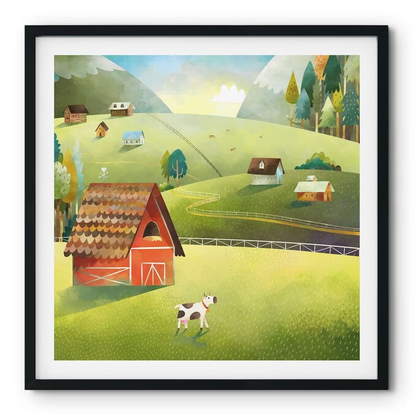 Plakat Kolorowa farma w górach - DigitalArtsi