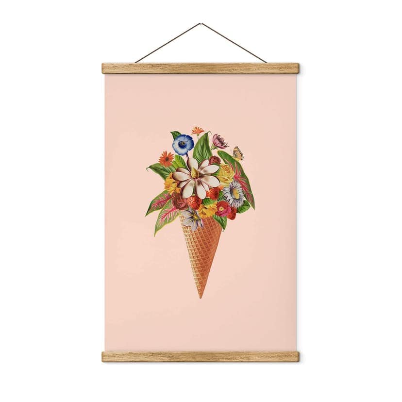 Obraz tkaniny Frida Floral Studio - Kwiatowy rożek do lodów