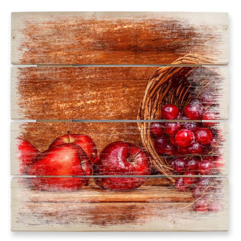 Obraz drewniany Perfoncio - Czerwone owoce - 40x41,5 cm