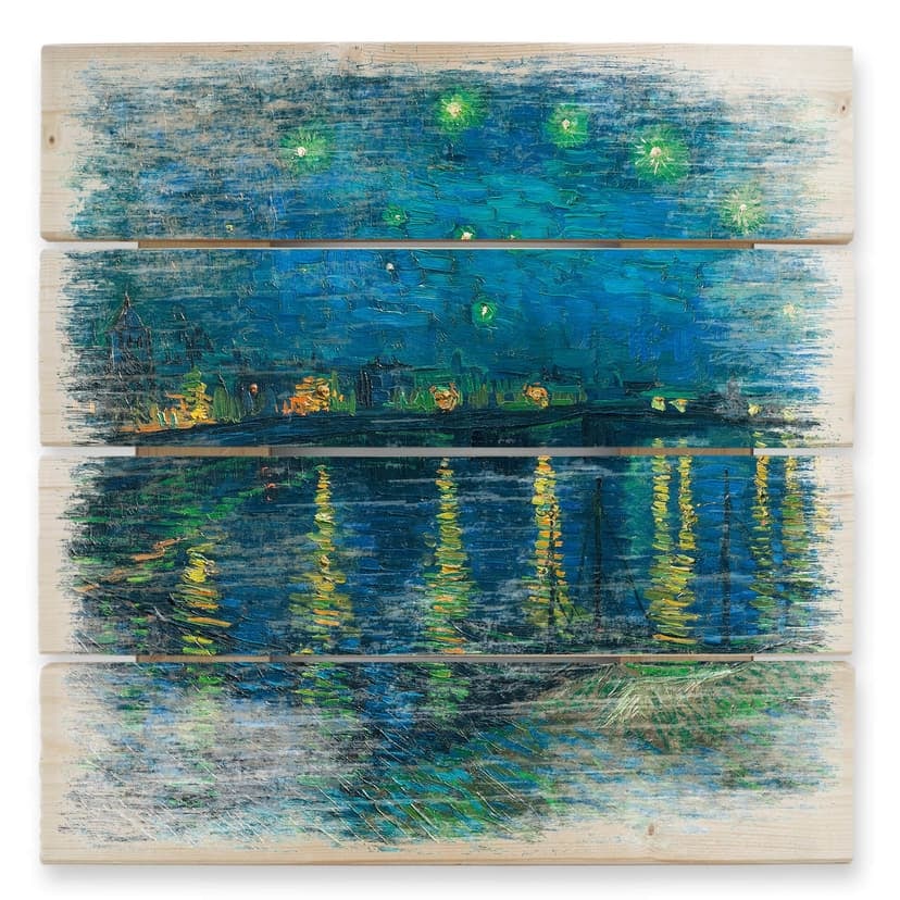 Obraz drewniany van Gogh - Gwiaździsta noc 1888 - 40x41,5 cm