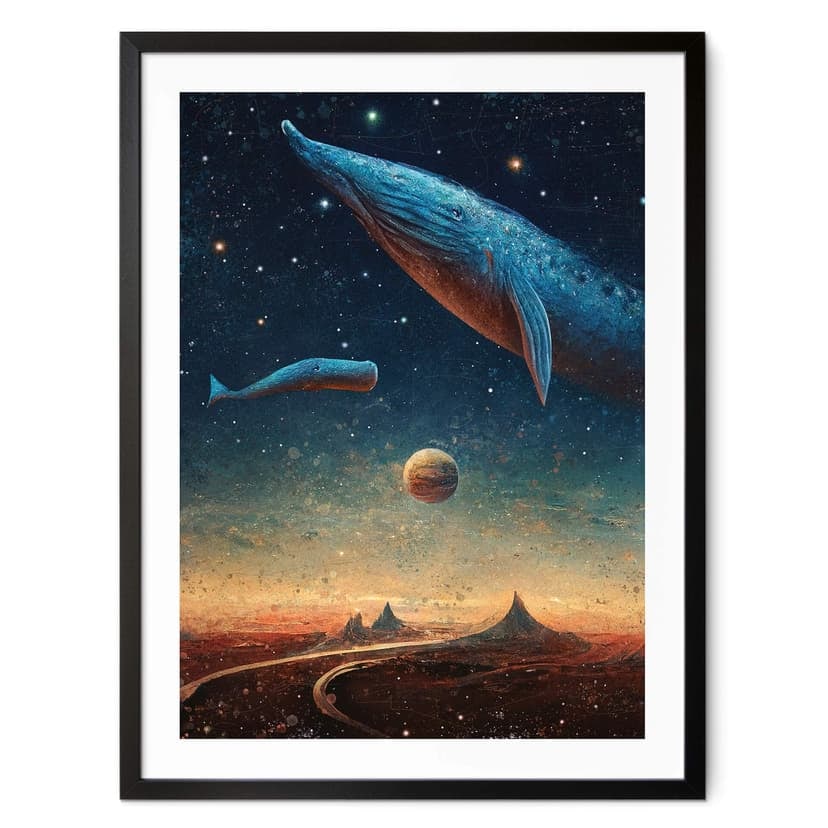 Plakat Heine - Dwa wieloryby w kosmosie - Astro Cruise