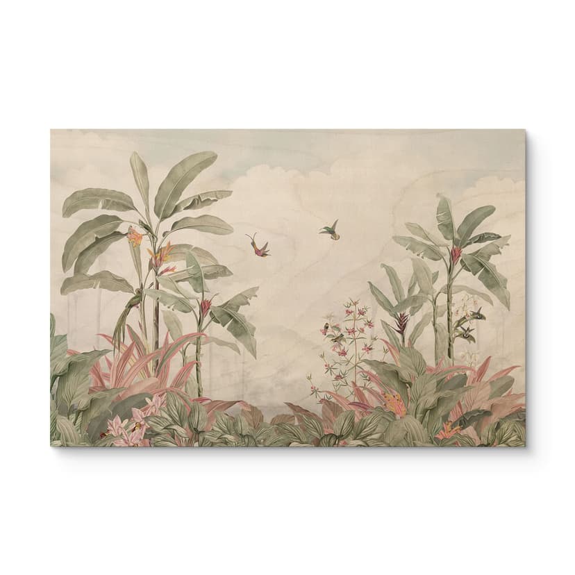 Obraz drewniany Tropikalna idylla z niebieskim kolibrem - Bloomery Decor