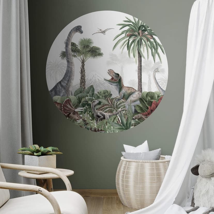 Naklejka na ścianę Kikki Belle - Przygody dinozaurów - Okrągła