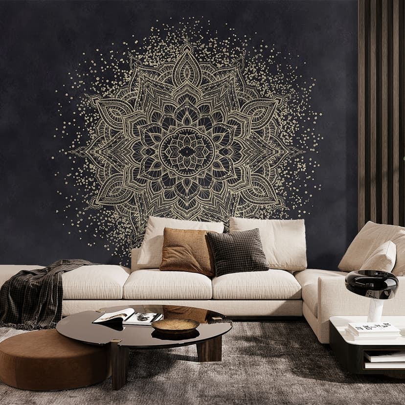Elegancka fototapeta mandala w czerni i złocie - Bloomery Decor