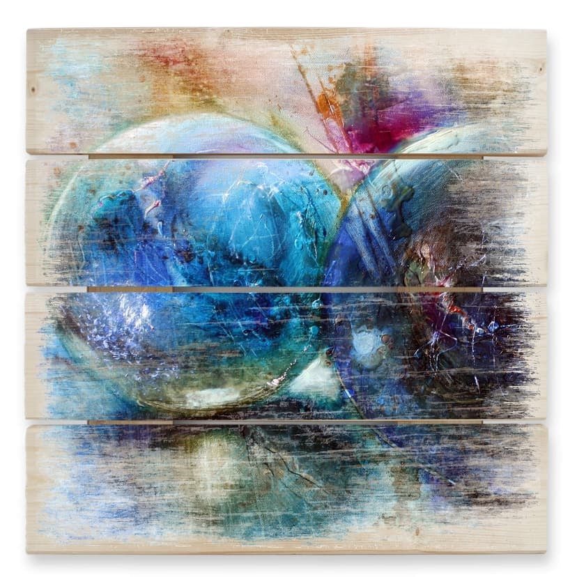 Obraz drewniany Schmucker - Niebieskie kulki - 40x41,5 cm