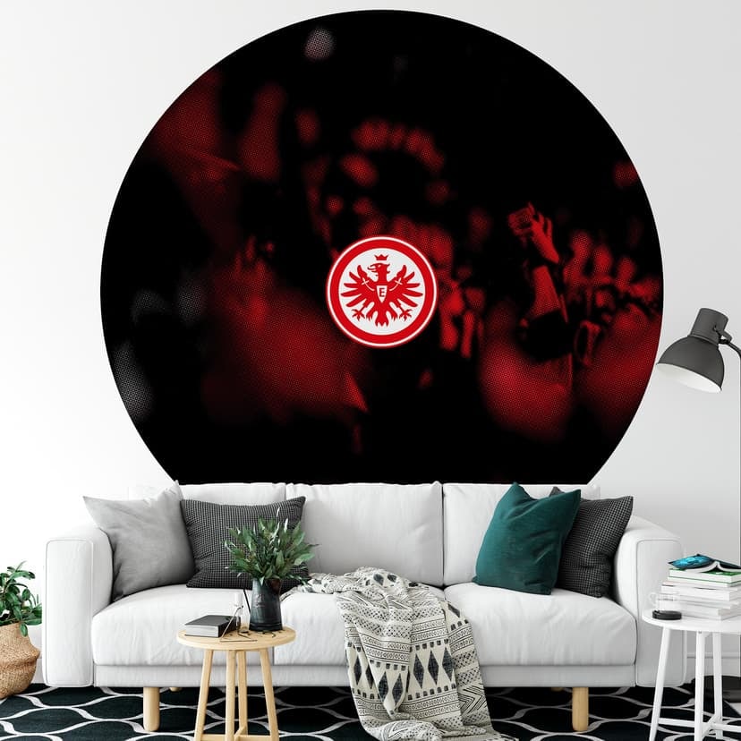 Eintracht Frankfurt - Fototapeta z retro wzorem dla kibiców - okrągła - tapeta flizelinowa/tapeta fl