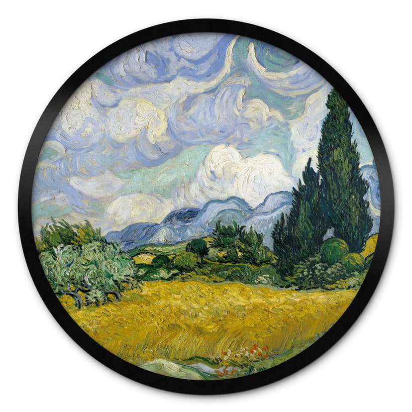 Plakat van Gogh - Pole pszenicy z cyprysami - Okrągły