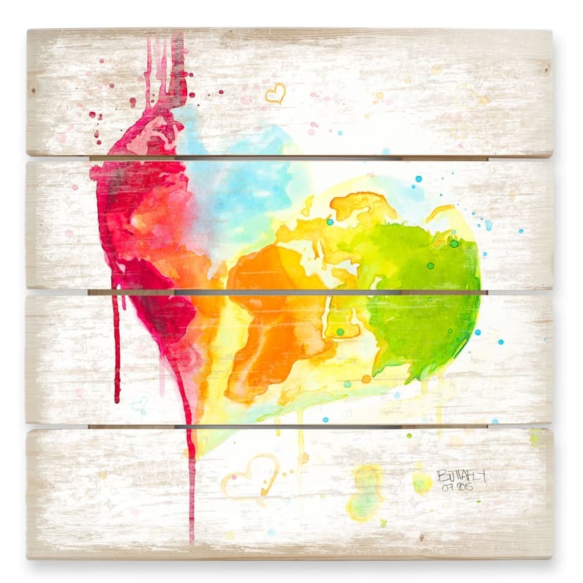 Obraz drewniany Buttafly - Heart World - 40x41,5 cm
