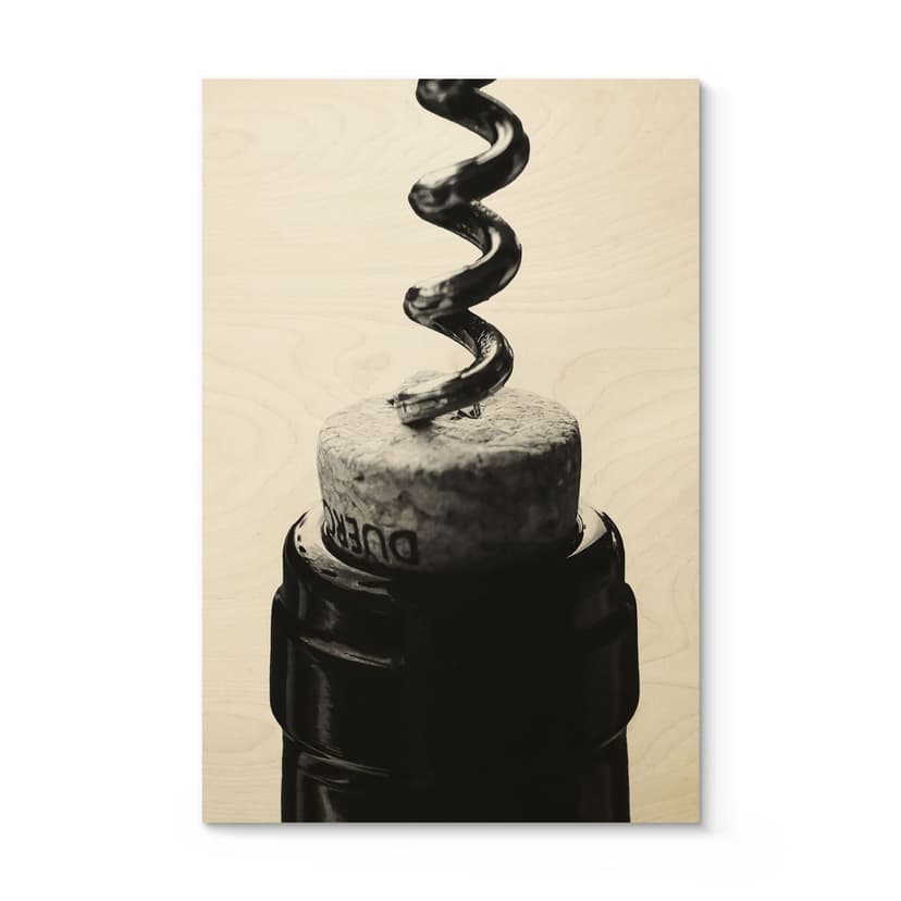 Plakat drewniany wino z korkociągiem - Pictufy Studio