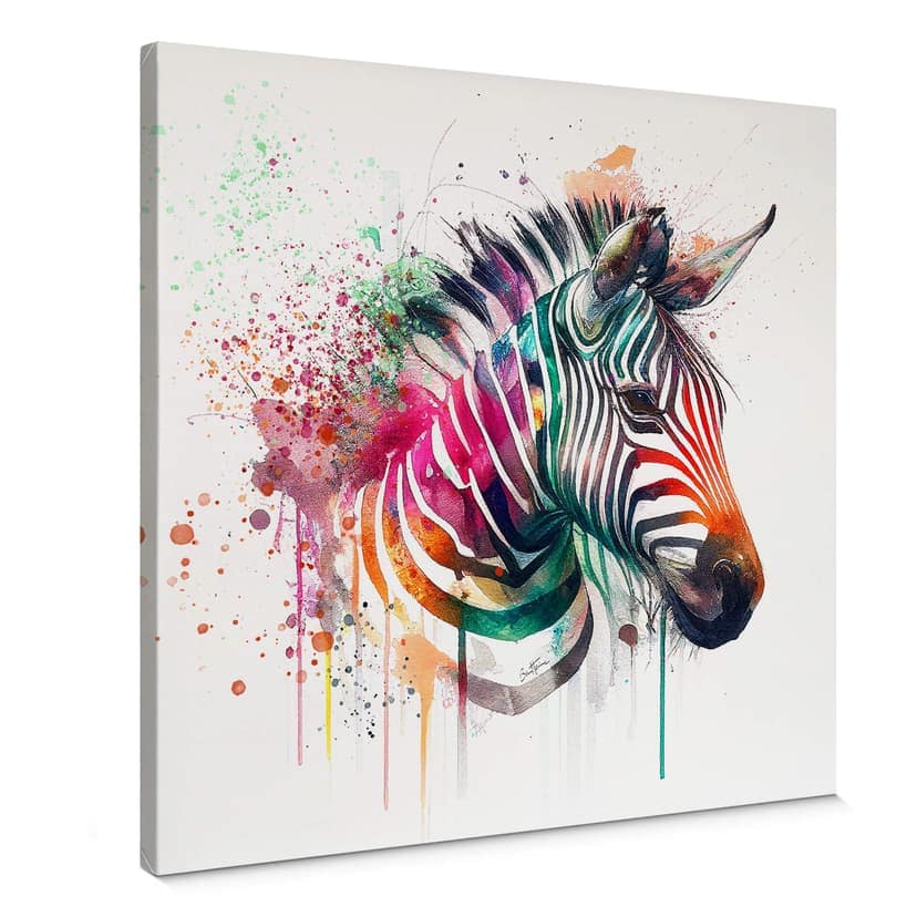 Obraz na płótnie Heine - Tęczowa Zebra - Kwadrat