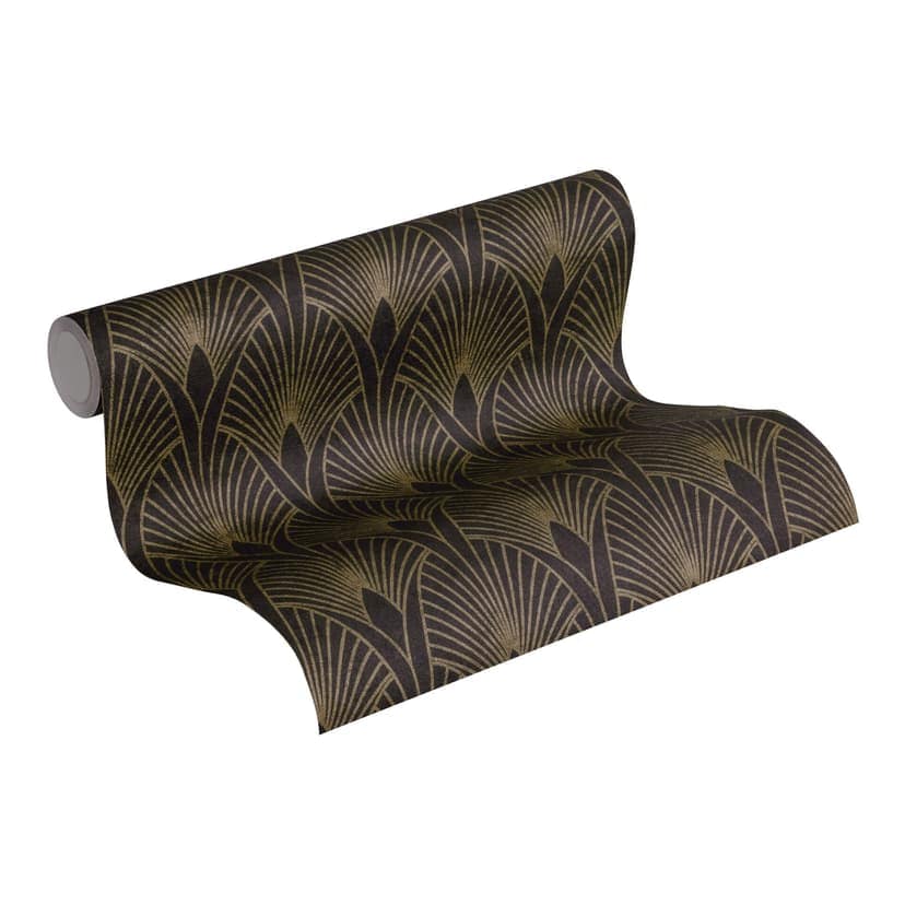 Tapeta Art Deco vintage tapeta z włókniny tapeta secesyjna czarne złoto Nowe Ściany