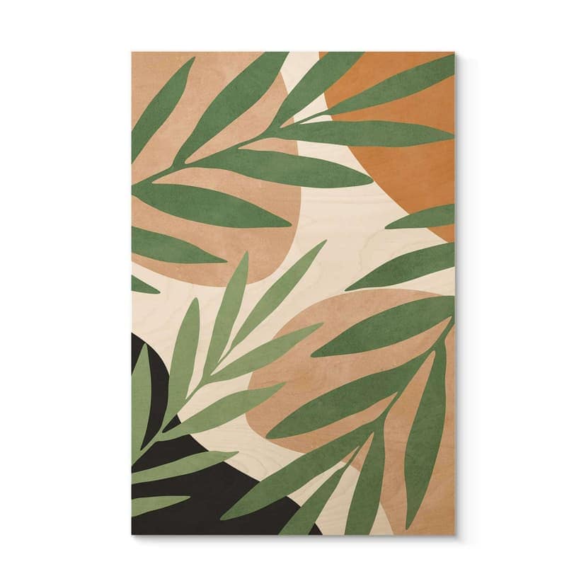Plakat drewniany Abstrakcyjne gałęzie w tropikalnym stylu | Ilustracja botaniczna - Costa