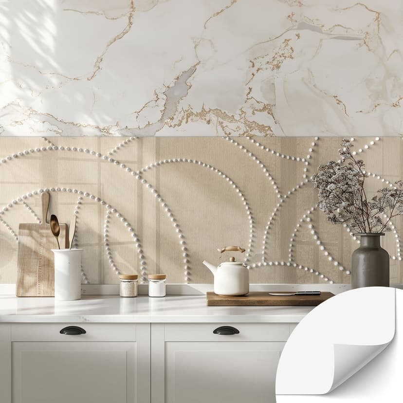 Samoprzylepny panel ścienny do kuchni Abstract rings beige - Grande