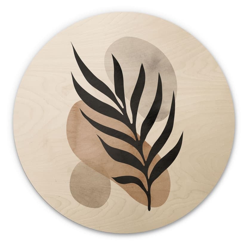 Obraz drewniany botaniczna sylwetka z ozdobną geometrią - Costa - okrągły
