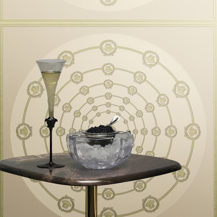Tapeta z włókniny Versace I Love Baroque Medusa Circles Grey Green elegancka