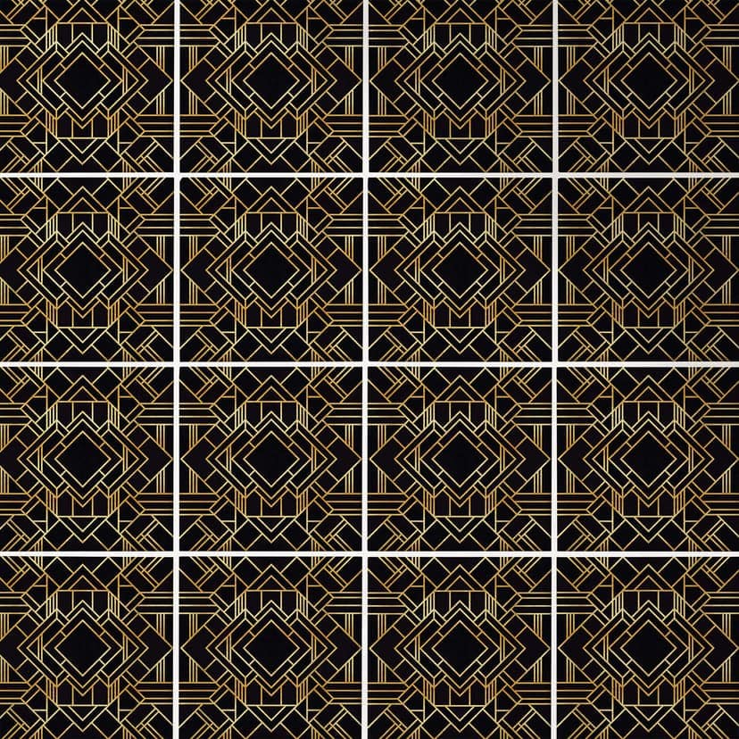 Naklejki na płytki Fredriksson - Art Deco Black Gold - Zestaw 12 sztuk