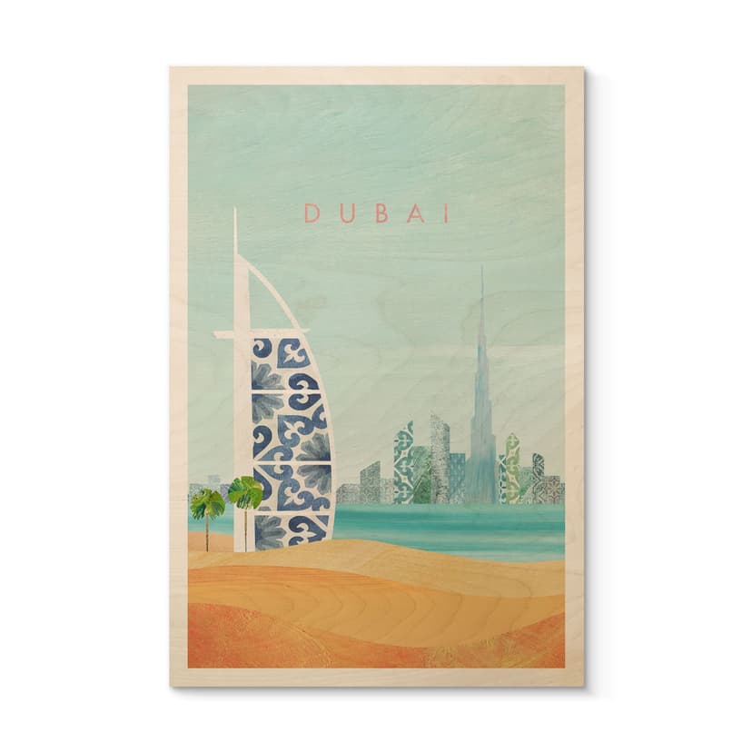 Plakat drewniany plaży w Dubaju - Burj Al Arab - Rivers