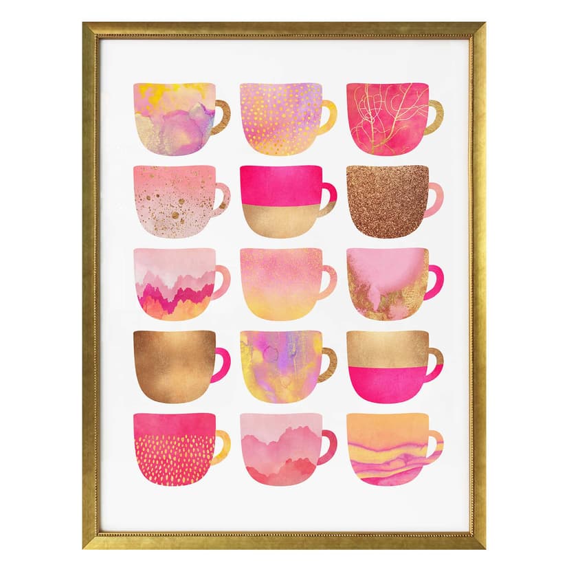 Plakat Fredriksson - Filiżanki do kawy: Pretty Pink