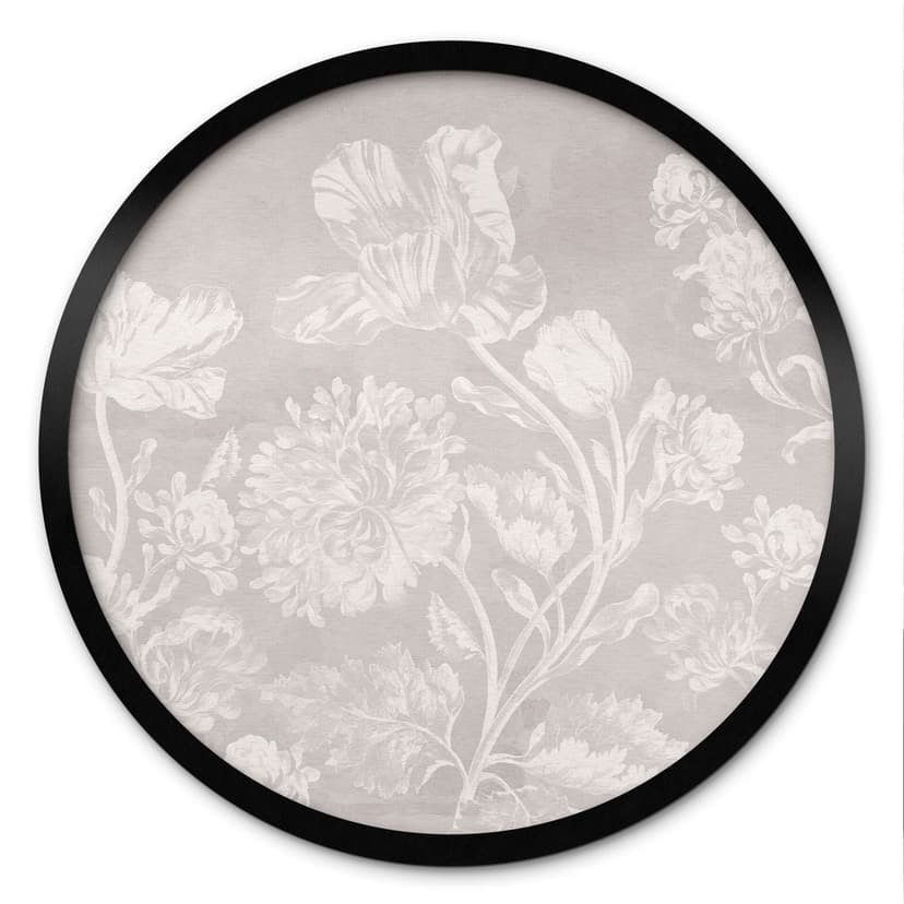 Plakat Wildflowers in chalk look Beige - Bloomery Decor - okrągły