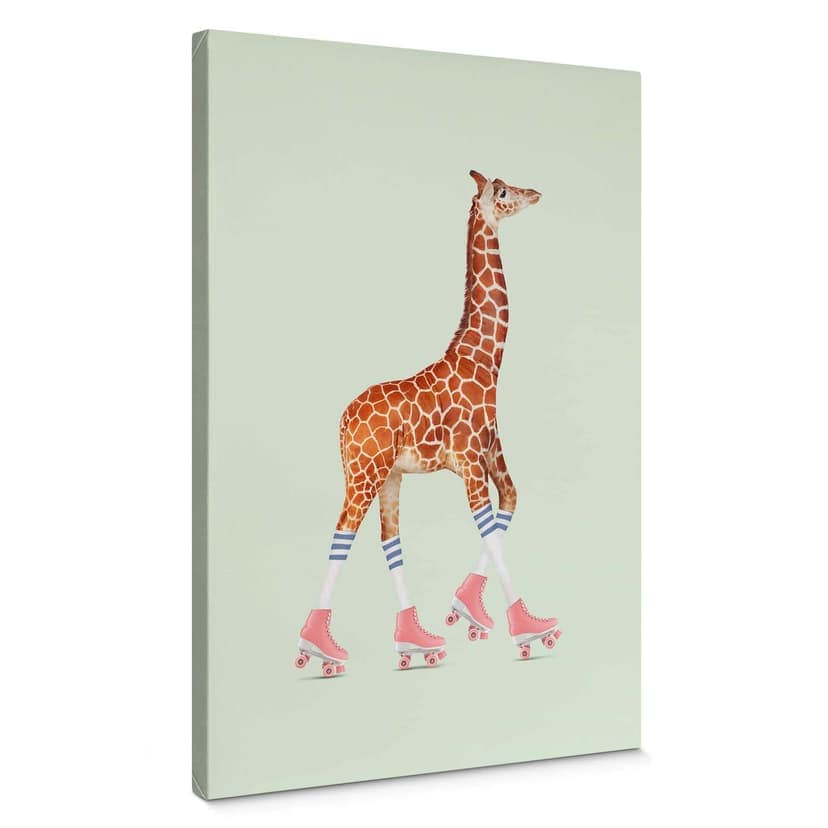 Leinwandbild Loose – Rollerskating Giraffe