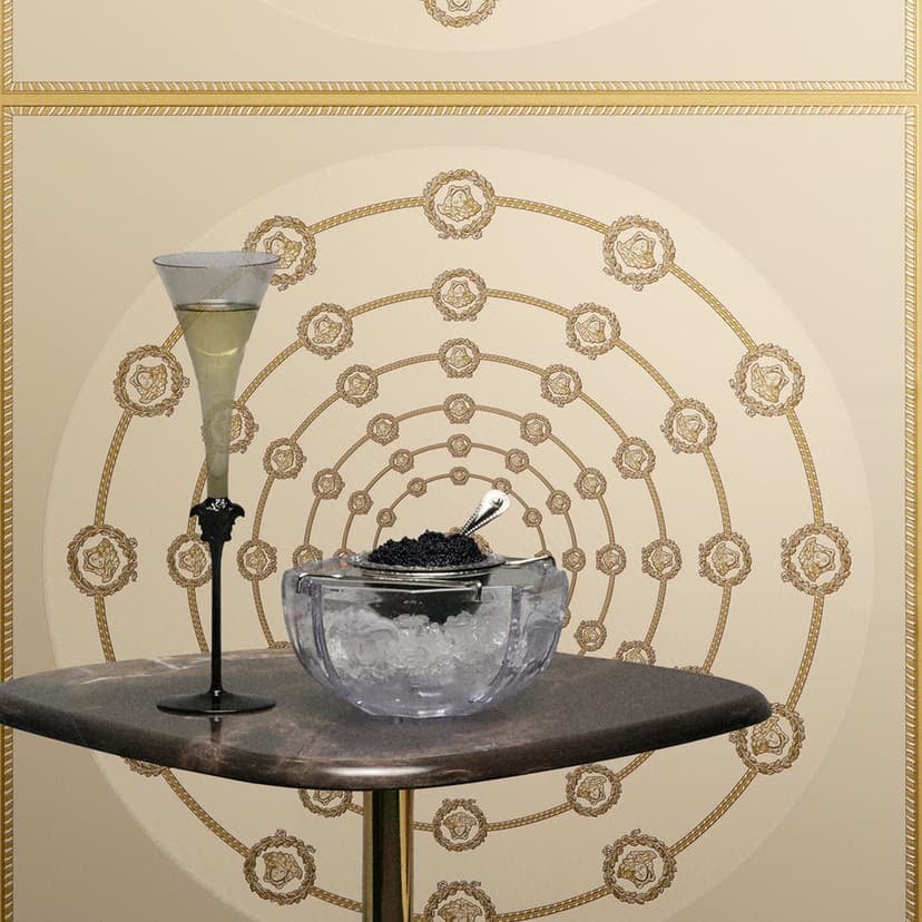 Tapeta z włókniny Versace I Love Baroque Medusa Circles Beige Gold elegancka
