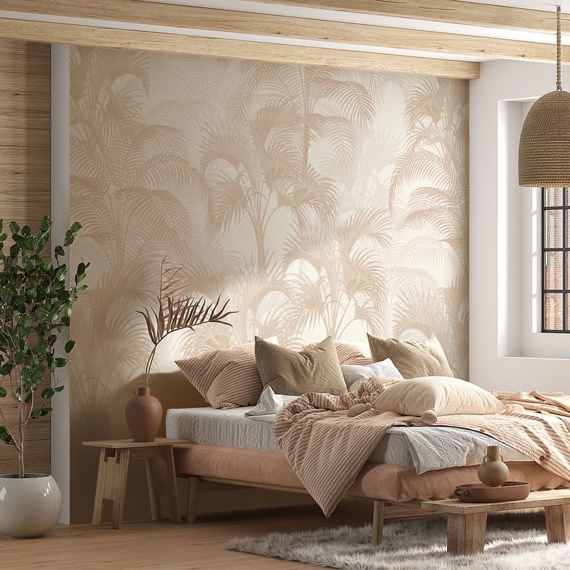 Palmy w beżowej dżungli - Fototapeta z palmami - Bloomery Decor