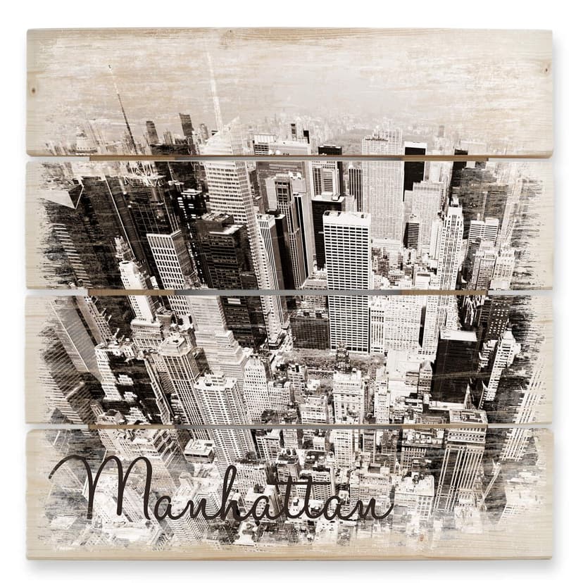 Obraz drewniany Manhattan widok z lotu ptaka - 40x41,5 cm